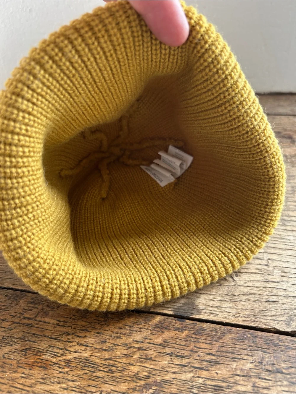 Volcom Adult Mustard Knit Beanie with Logo Patch. Unisex.